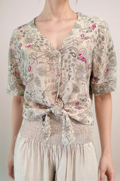 Cottage Crepe Tie Up Top