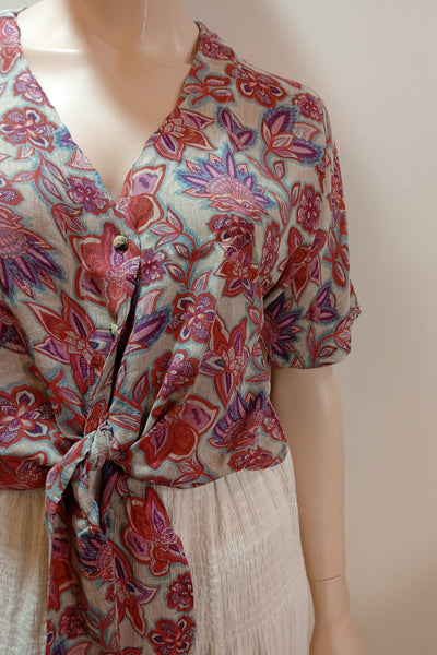 Cottage Crepe Tie Up Top