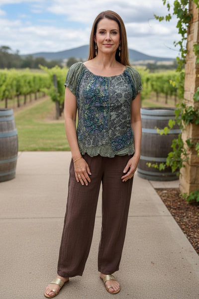 Floral Spliced Romance Off The Shoulder Blouse