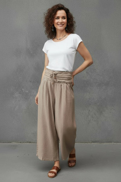 Pleated Band Wide Leg Pants