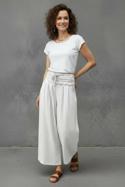 Pleated Band Wide Leg Pants