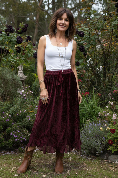 Velvet Skirt w Chiffon Godets