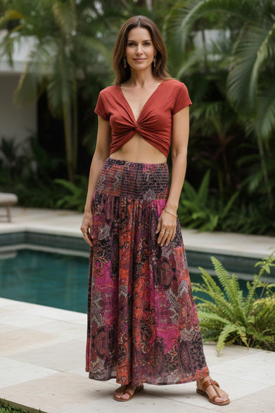 Cottage Crepe Super Flare Pants w Shirring