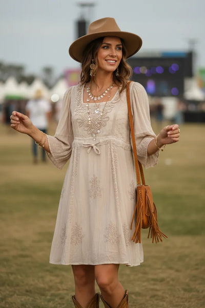 Angel Sleeve Acid Wash Babydoll Dress