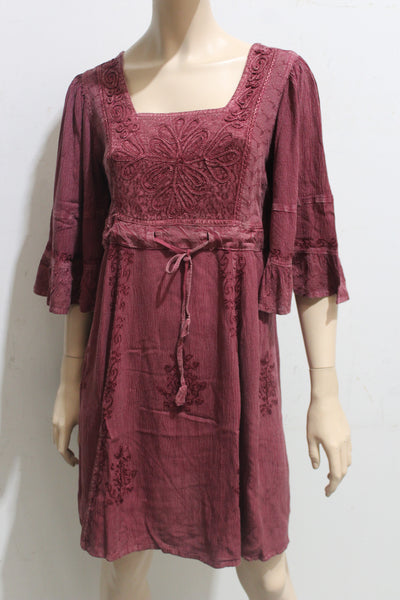 Angel Sleeve Acid Wash Babydoll Dress