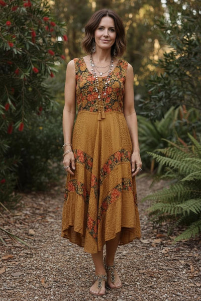 Floral Stevie Medieval Lace Up Hanky Dress