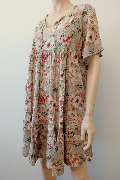 Rayon Crepe Babydoll Dress w Yoke