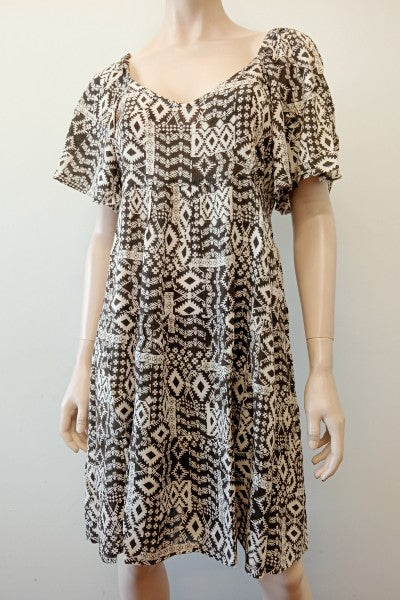 Rayon Crepe Babydoll Dress Flare Sleeve