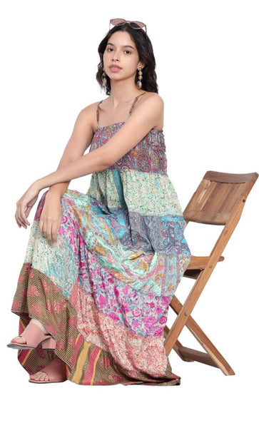Artsilk Shirred Tier Dress LUCKY DIP PRINTS-UNIQUE EACH ITEM