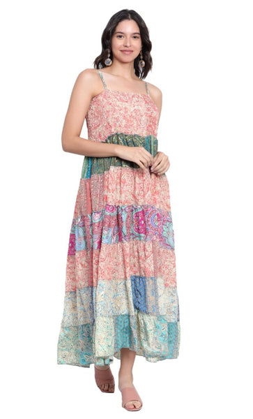 Artsilk Shirred Tier Dress LUCKY DIP PRINTS-UNIQUE EACH ITEM