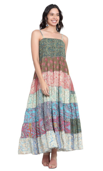Artsilk Shirred Tier Dress LUCKY DIP PRINTS-UNIQUE EACH ITEM