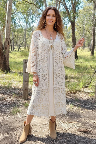 Long Lace Kimono Jacket/Duster Coat MIDI LENGTH