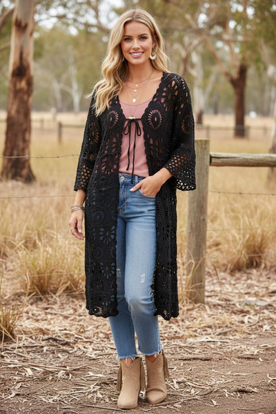 Long Lace Kimono Jacket/Duster Coat MIDI LENGTH
