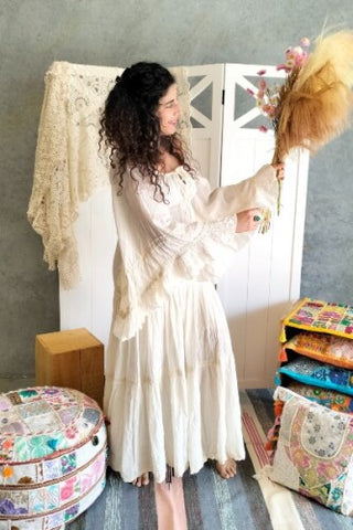 Angel Sleeve Calico Maxi Dress