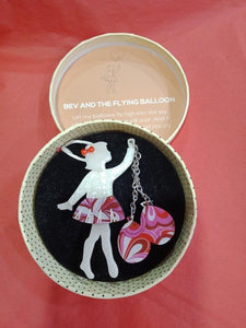 Bev And The Flying Balloon - Brooch