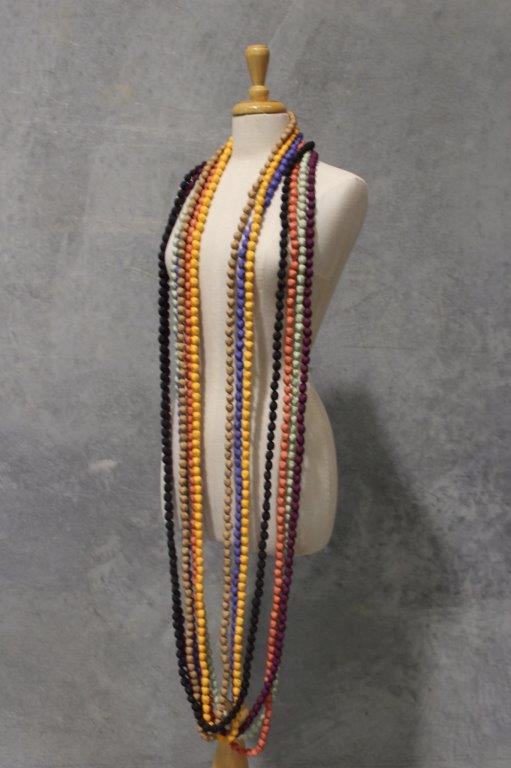 Pava Fabric Covered Bead Necklace IN 6 COLOURS