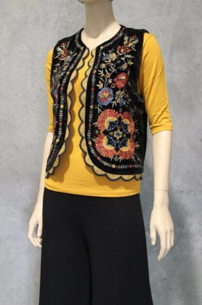 Persimmon Velvet Embroidered Waistcoat