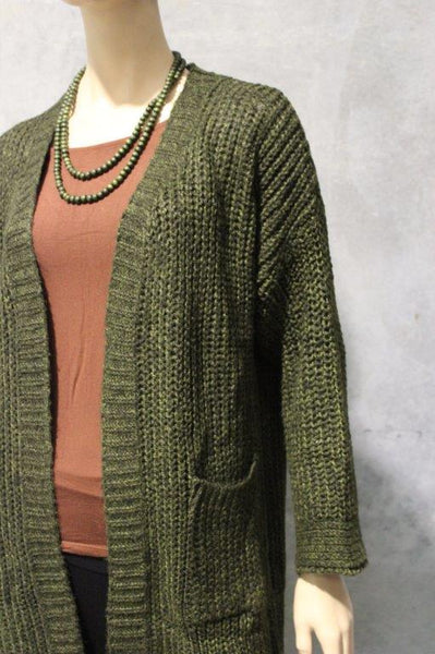 Fleck Knit Cardigan With Pockets