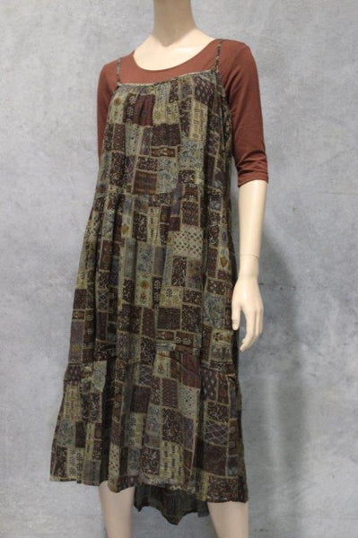 Cottage Crepe Strappy Tier Dress w Pockets