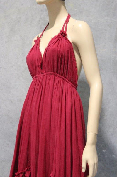 Calico Halter Midi Dress w Bias Ruffles