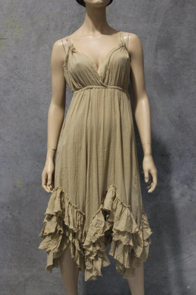 Calico Halter Midi Dress w Bias Ruffles