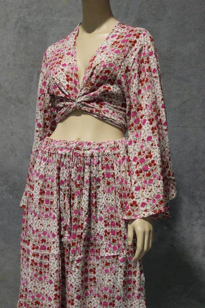 Cottage Crepe Angel Sleeve Crepe Wrap Top