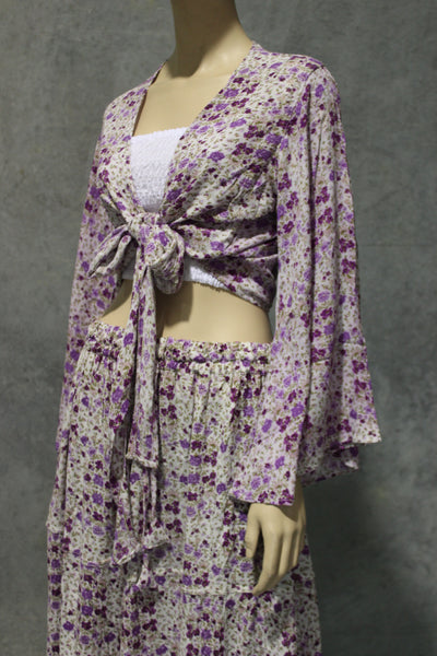 Cottage Crepe Angel Sleeve Crepe Wrap Top