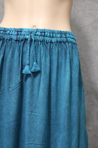 Acid Wash Ruffle Maxi Skirt