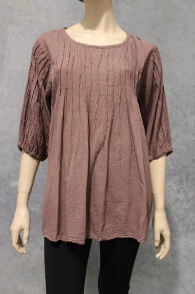 Puff Sleeve Cotton Pintucked Blouse
