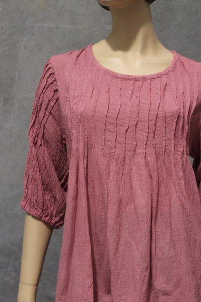 Puff Sleeve Cotton Pintucked Blouse