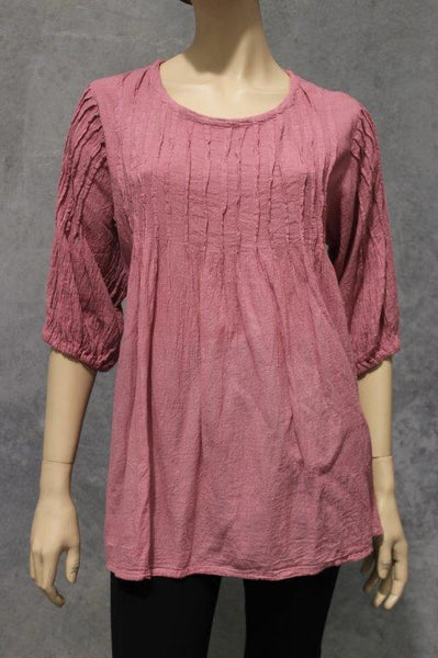 Puff Sleeve Cotton Pintucked Blouse