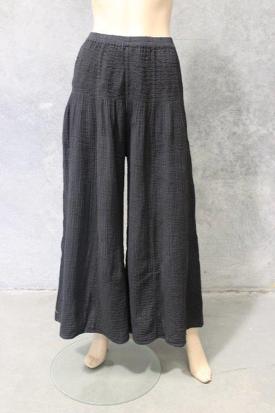 Cheesecloth Shirred Wide Leg Pants