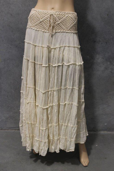 Calico Fringe and Ruffle Trim Maxi Skirt (Copy)