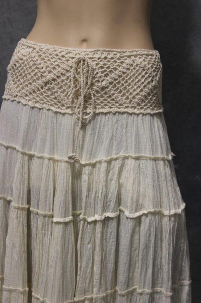 Calico Fringe and Ruffle Trim Maxi Skirt (Copy)