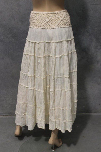 Calico Fringe and Ruffle Trim Maxi Skirt (Copy)