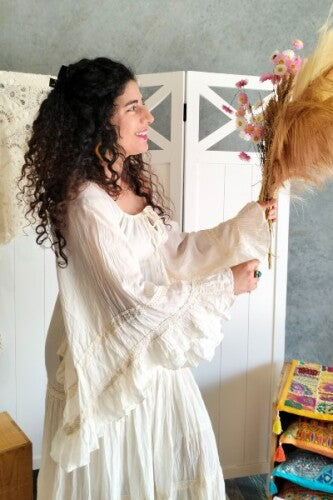Angel Sleeve Calico Maxi Dress