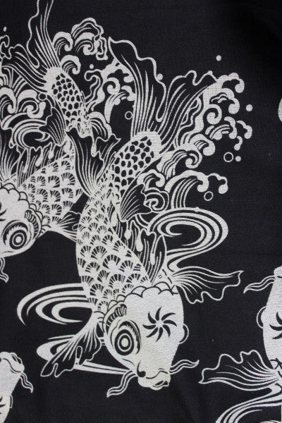Koi Print Cotton Shirred Crop Pant w Top Stitching