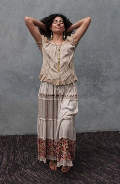 Floral Inset Tier Skirt