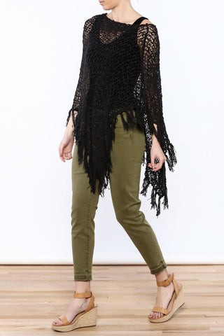 Knitted Poncho with Tassels