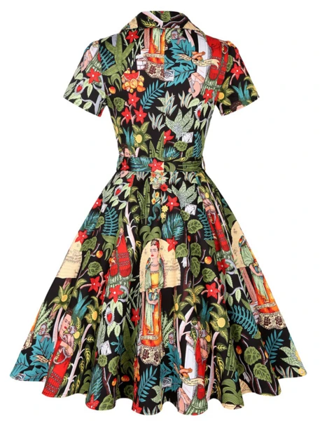 Frida Garden Button Shirtdress w Circle Skirt