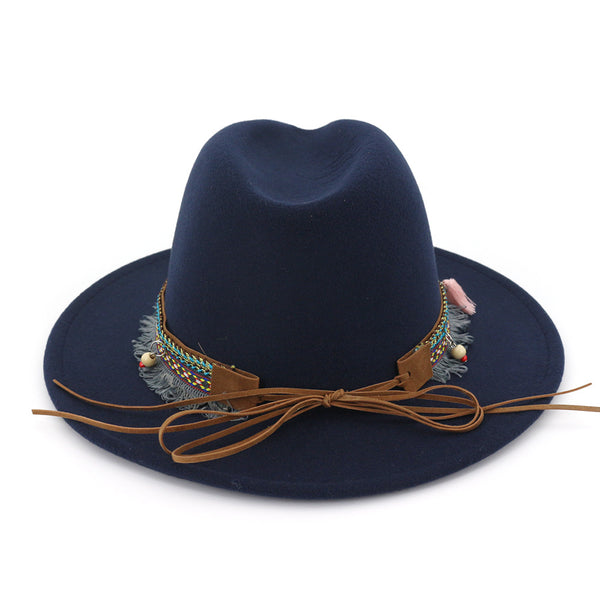 Santa Fe Western Hat w Turq and Tassel Hatband