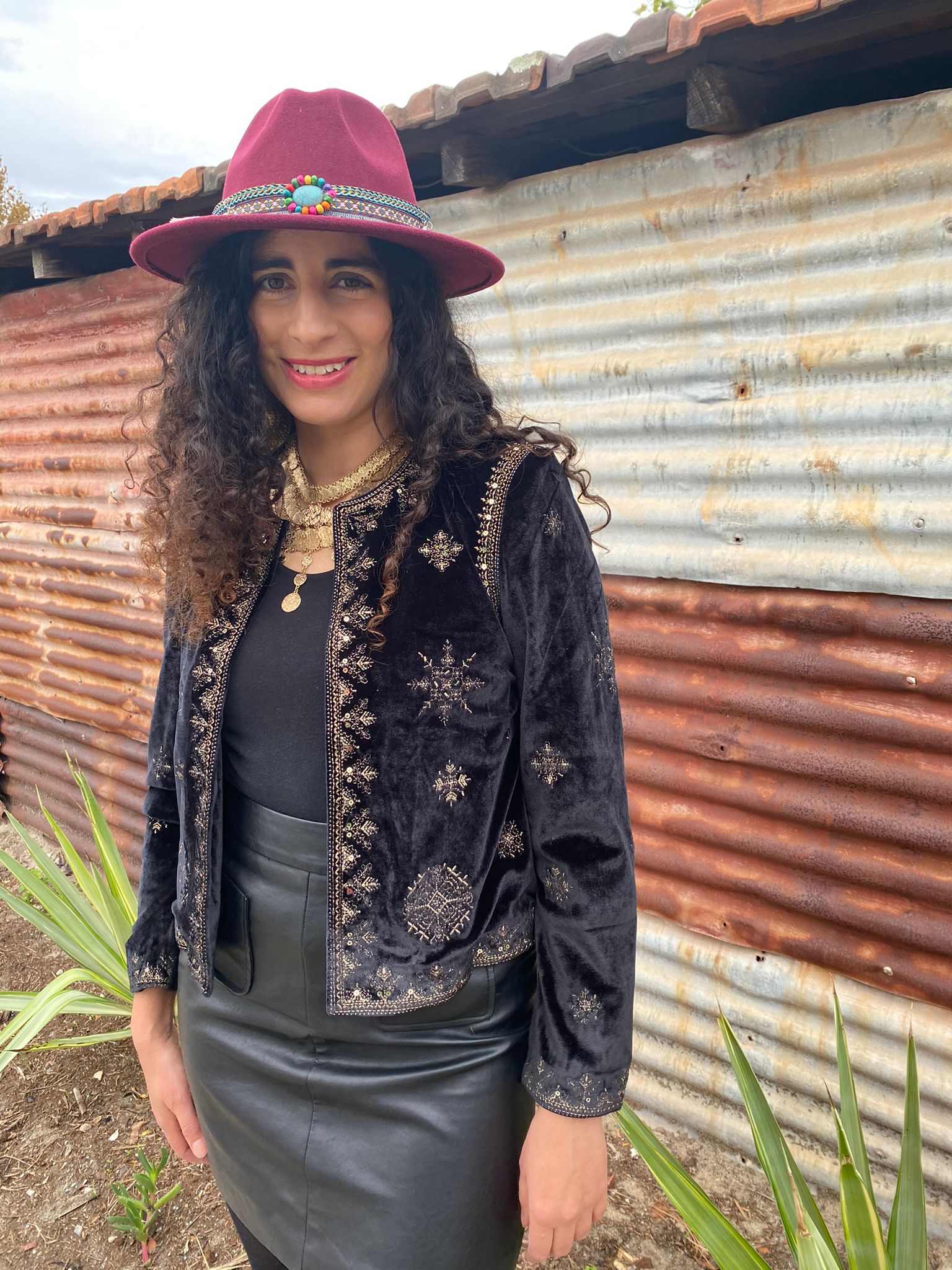 Raja Velvet Jacket with Gold Embroidery
