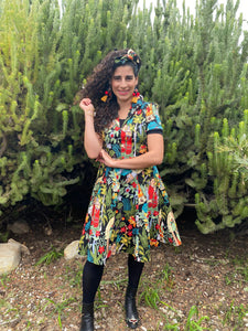 Frida Garden Button Shirtdress w Circle Skirt