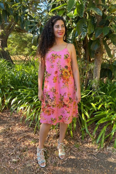Cotton Floral Voile Bias Slip (Knee Length)