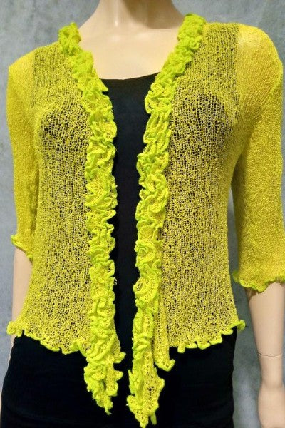 Mesh Frill Cardigan with Ruffle
