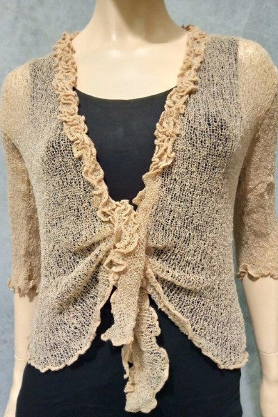 Mesh Frill Cardigan with Ruffle