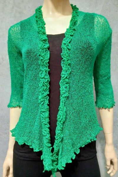 Mesh Frill Cardigan with Ruffle