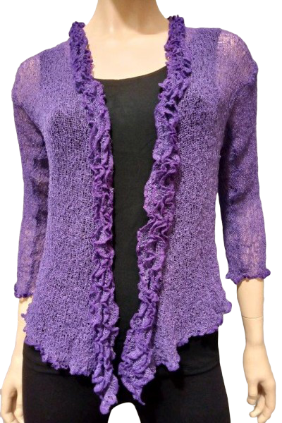 Mesh Frill Cardigan with Ruffle