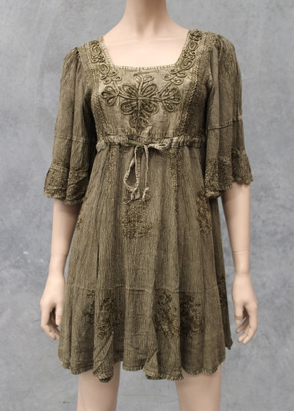 Angel Sleeve Acid Wash Babydoll Dress