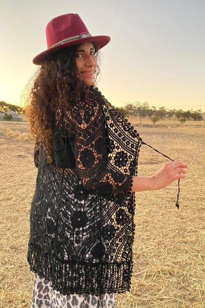 Ornate Cotton Lace Cardi Long